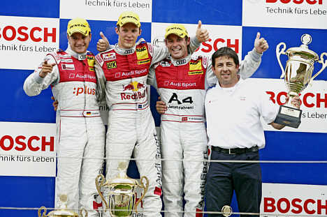 Scheider, Ekström og Kristensen fejrer en ren Audi-triumf efter DTM-opvisningen på Zandvoort.